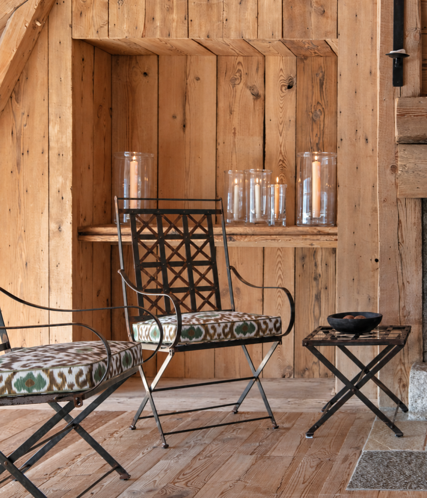 Hervé Baume HB8 Consulat Collection wrought-iron armchairs and table.