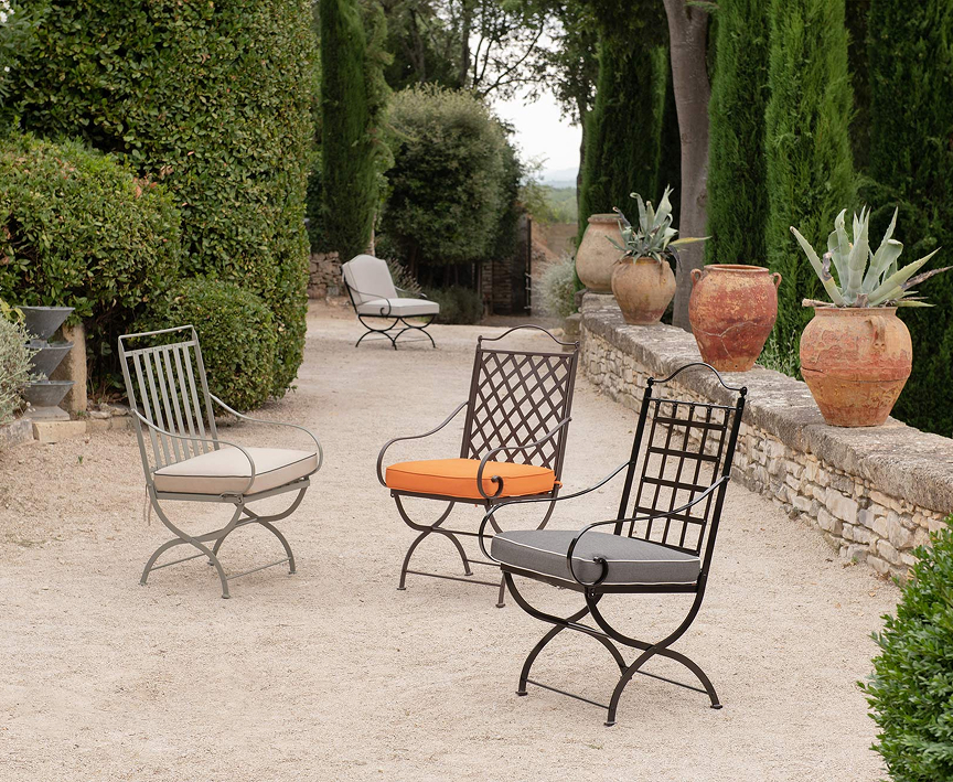 Hervé Baume wrought-iron garden chairs, Mas de Chabran.