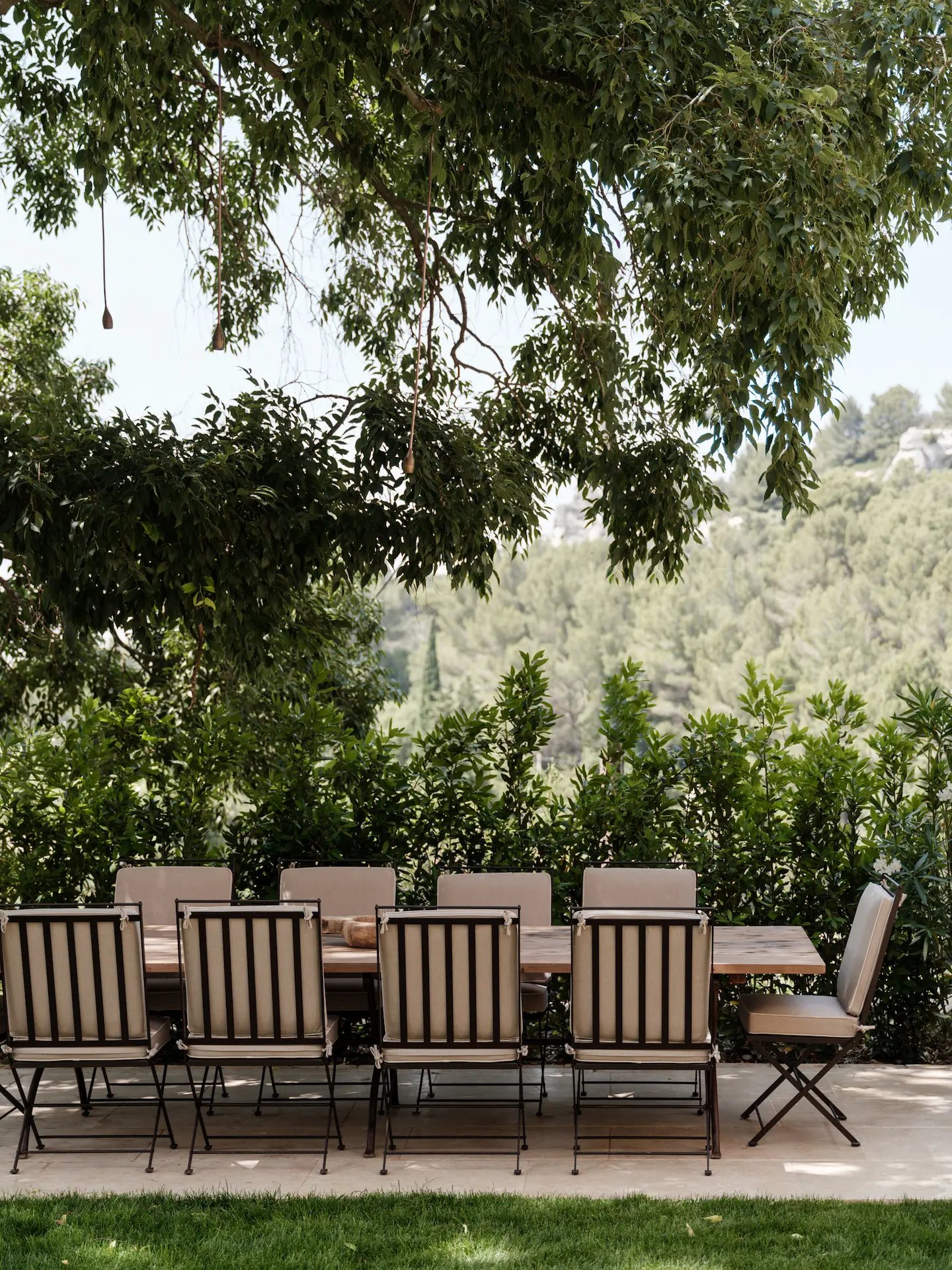 Hervé Baume wrought-iron dining chairs, La Bergerie du Calabrun.