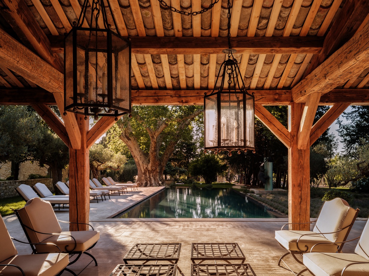 Hervé Baume wrought-iron outdoor furniture, Mas de Chabran.