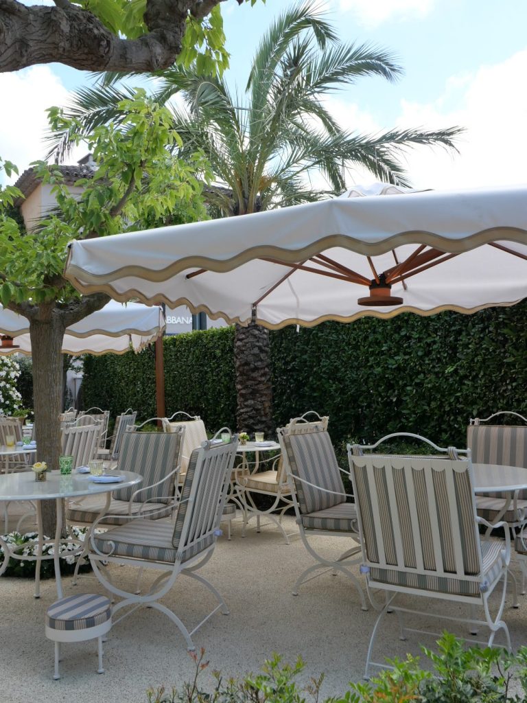 Hervé Baume wrought-iron terrace table, Café Dior Saint-Tropez.