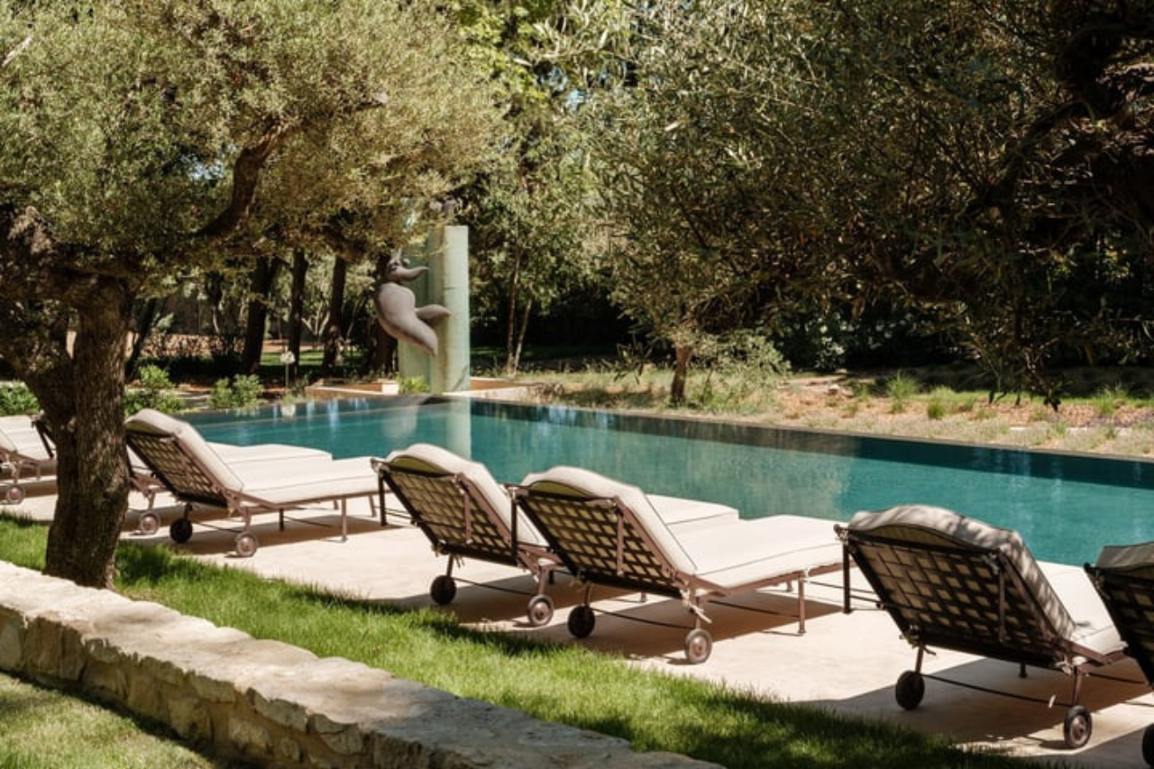 Hervé Baume HB12 Collection wrought-iron poolside daybeds, Mas de Chabran.