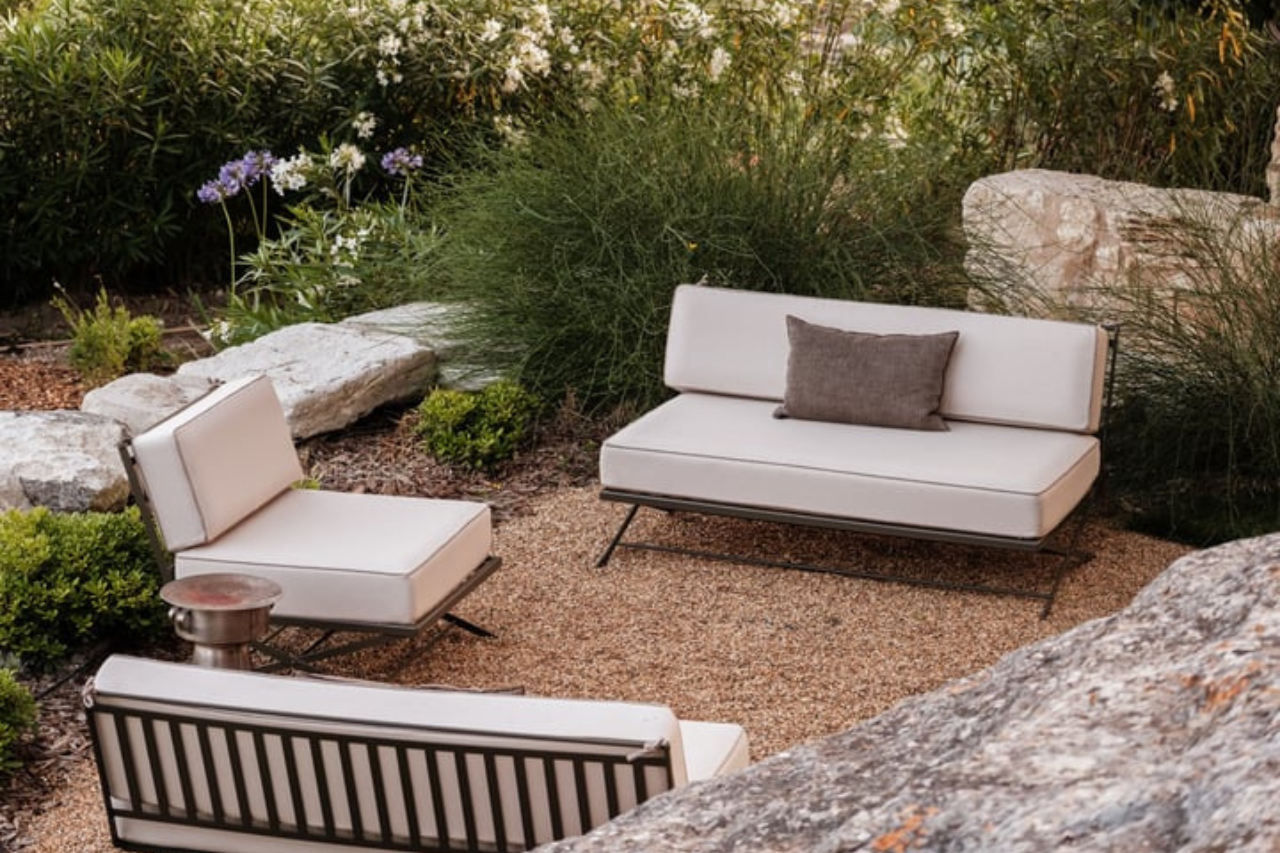 Hervé Baume HB12-500 Collection wrought-iron outdoor lounge furniture, Mas de Calabrun.